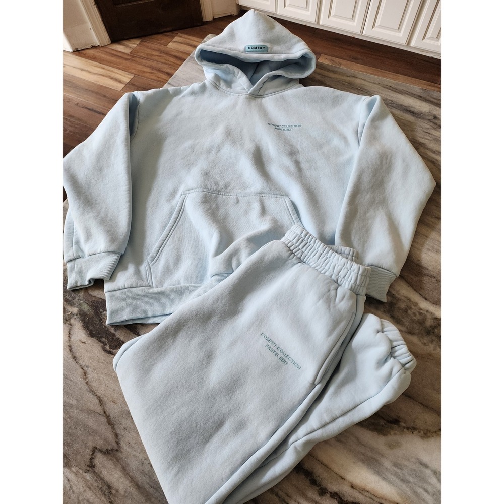 Comfrt Collection Pastel Edit Light Blue Oversized Hoodie XL and Joggers M Set